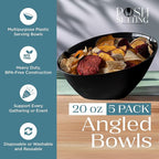 Posh Setting - Black Plastic Serving Bowls for Party - Angled, Disposable, Chip & Candy Bowls - 20 OZ, 5 Pack