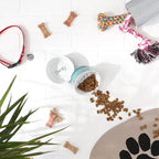 Bone Dry Ceramic Pet Collection Chevron, Small Set, 4.25x2, Teal, 2 Piece