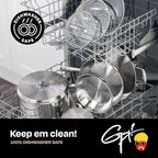 Guy Fieri's Flavortown 5 Qt. Stainless Steel Sautepan with Lid - Premium Three-Layer Cookware, Oven-Safe up to 500F