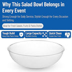 Carlisle FoodService Products 721507 Round Pebbled Salad Serving Bowl, 11 Quart, Clear