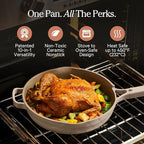 Our Place Large Always Pan | 12.5" Ceramic Pan with Modular Lid & Beechwood Spatula | Patented 10-in-1 Nonstick, Non-Toxic Cookware Made Without PFAS | Induction & Oven-Safe up to 450°F | Steam