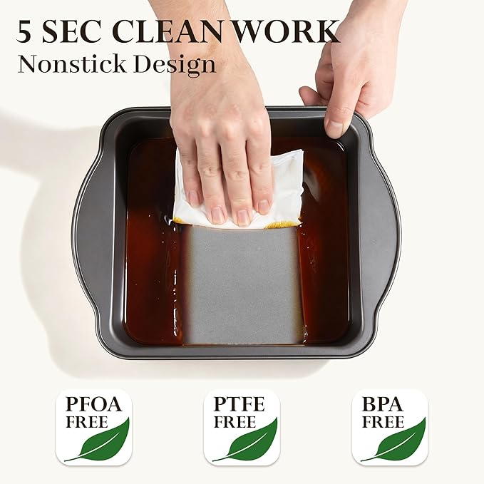 13 PCS Nonstick Bakeware Set - Carbon Steel Baking Pans Set with Dual Handles, Includes Roasting Pan, Pizza Pan, Cookie Sheet, Cake Pans, Muffin Pans, Cooling Rack, Oven Mitts, Non-Toxic
