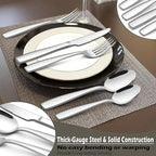 20-Piece Heavy Duty Silverware Set for 4, E-far Stainless Steel Flatware Cutlery Set, Thick Metal Tableware Eating Utensils Include Forks Spoons Knives, Square Edge & Mirror Polished, Dishwasher Safe