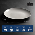 10 Strawberry Street Simply White 10.5" Coupe Dinner Plate, Set of 6