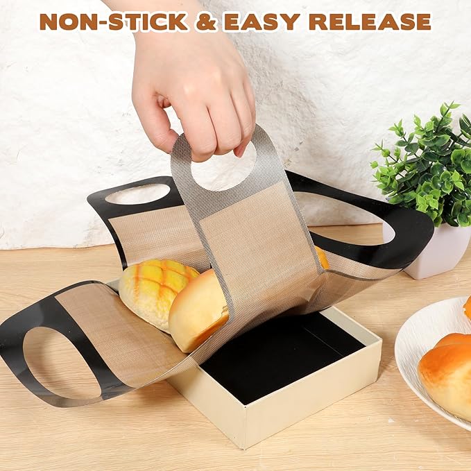 2 Pack Silicone Bread Loaf Pan Liners, Silicone Dough Mat Bread Pan Liners Reusable Baking Sheet Liner Sourdough Baking Mat Food-Grade Easy Clean Dough Transfer Tool