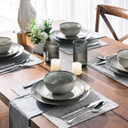 GBHOME Ceramic Dinnerware Sets for 8, 24 Pieces Stoneware Plates and Bowls Sets, Reactive Glaze Dishes -Scratch Resistant, Dishwasher&Microwave Safe
