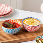 Ceramic Dessert Bowls Set - Small 11 Oz Porcelain Ice Cream Bowls for kitchen - 4.7 Inch Cereal Bowls for Salad, Fruits, Ramen - Microwave Dishwasher Safe - Set of 6 - Assorted Colors