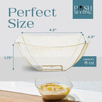 Posh Setting Gold Glitter Plastic Serving Bowls (8oz - 4 Pack) Square Disposable Containers for Party Table, Chips, Candy Buffet, and Salad