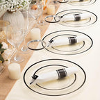 BESTSTAR 350PCS Clear and Black Disposable Plates Set for 50 Guests, 100 Plastic Plates, 50 Plastic Cups, 50 Pre-Rolled Napkins with Cutlery for Graduation Party, Thanksgiving, Birthday, Halloween
