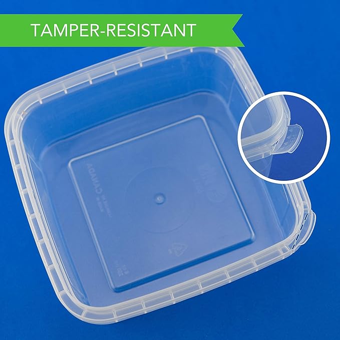 NYHI 8 oz 20 Pack Square Clear Deli Containers with Lids Disposable BPA Free Square Plastic Food Storage Containers with Lids Airtight for Meal Prep Take Out Kitchen