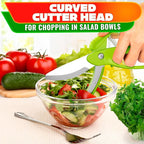 Salad Scissors for Chopped Salad – Multiblade Food Scissor Chopper With Spring-Loaded System & Anti-Slash Head for Fast Double Cutting – 8.9" Handy Size Lettuce Chopper, Stainless Steel Blades