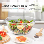 LOVYANXUE 10.6" Glass Salad Bowl with Sealed Lid, 4.7 Quart Large Capacity Serving Bowls and Mixing Bowls with Utensils, Versatile Glass Bowls for Salads, Trifle, Fruits, Pasta, Microwave Safe