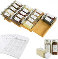 Spice Drawer Organizer with 18 Spice Jars,216 Labels,50 Non-slip Rubber, Bamboo 4 Tier Seasoning Rack Tray Insert for Kitchen Drawers,Cabinets,Countertop,9" Wide x 15.8" Deep