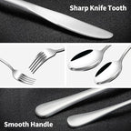 40-Piece Silverware Set, CXJY Stainless Steel Flatware Cutlery Set Service for 8, Utensils Include Knife Fork Spoon, Mirror Polished, Dishwasher Safe