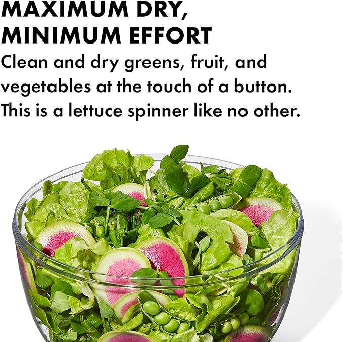 OXO Good Grips Salad Spinner | Lettuce Spinner | Fruit Washer | Fruit Washing Bowl with Strainer | Vegetable Cleaner | Salad Cleaner | Lettuce Washer | 6.22 Quart Capacity (Pack of 4)