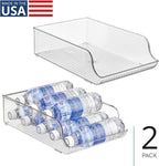 iDesign Plastic Water Bottle Organizer for Fridge, Bottle Holder for Kitchen and Pantry, Clear, 2-Pack