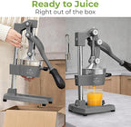 Zulay Kitchen Cast Iron Juicer - Easy-to-Clean Heavy-Duty Manual Juicer, Professional Citrus Juicer - Stainless Steel Lemon Squeezer - Manual Citrus Press & Orange Squeezer - Orange Juicer (Gray)
