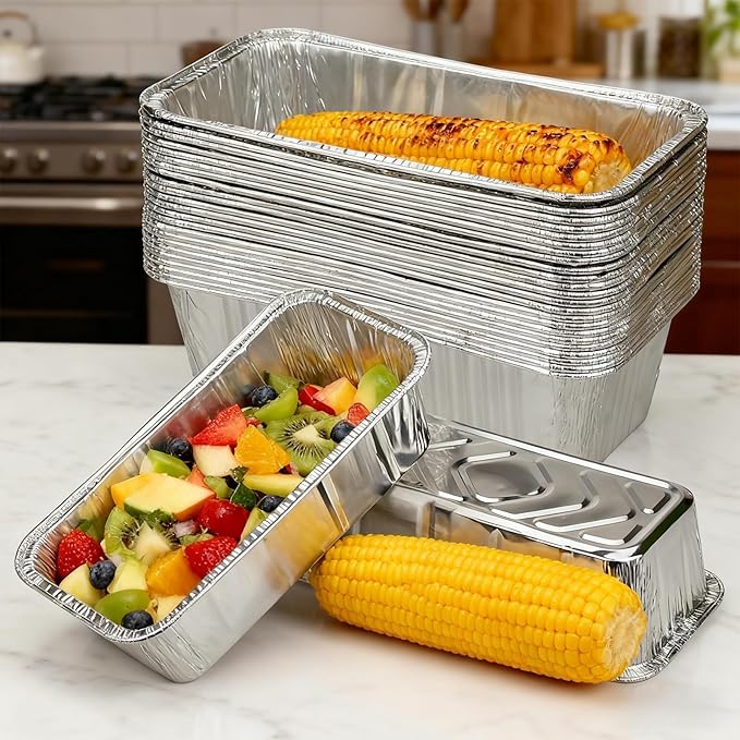 50 Pack Loaf Pans,2 LB Disposable Aluminum Foil Loaf Pans, 8.5"x4.5"x2.5" Heavy Duty Aluminum Foil Bread Tins Perfect for Banana Bread, Cakes & Meatloaf,Non-Stick, Even Baking, Easy Release