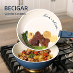 23pcs Ceramic Pots and Pans Set, Nonstick Detachable Handle Cookware, Induction Kitchen Cooking Set with Removable Handle,include Frying Pans & Saucepans Oven Safe(Blue)