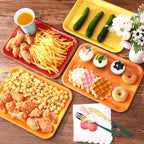 4 Pieces Fall Serving Trays Melamine Autumn Platters Reusable Rectangle Thanksgiving Party Trays for Fall Theme Party Food Dessert Serving Supplies, 13 x 9.7 inch