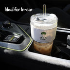Ribbed Glass Tumbler with Lids and Straws, Vintage Clear Glass cups, Large capacity, Unbreakable, Fluted Design, Ideal for Travel, Iced Coffee,Smoothie, Tea, Latte, Gift (4pc 20oz)