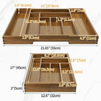 Luxury Acacia Kitchen Drawer Organizer - Silverware Organizer - Utensil Holder and Cutlery Tray with Grooved Drawer Dividers for Flatware and Kitchen Utensils (8 Slot), 17*12.4*2 inch