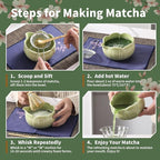 Matcha Whisk Set, Ceramic Matcha Set 8 Pcs, Matcha Kit Set Includes Matcha Bowl, Matcha Whisk and Holder, Bamboo Scoop and Rest, Sifter and Tea Towel, Ideal Gift for Family/Friend (Green)