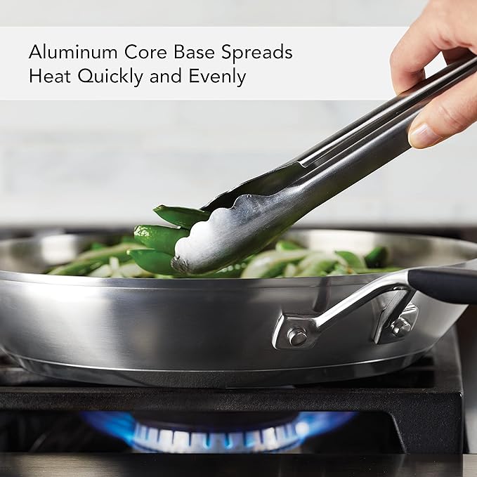KitchenAid 71025 Stainless Steel Frying Pan/Skillet, 12 Inch - Brushed Stainless Steel