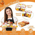 Whaline 3 Pcs Thanksgiving Day Serving Trays Turkey Pumpkin Maple Leaves Reusable Melamine Trays Platters for Fall Autumn Harvest Holiday Party Food Snack Dessert Decorations, 10 x 13 Inch