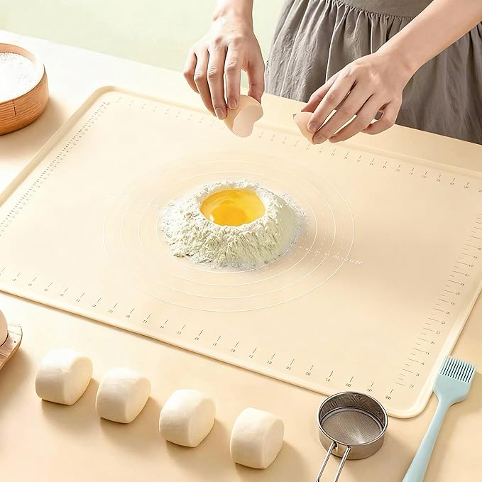 Silicone Baking Mat 28" x 20"Extra Thick Baking Mat with Measurements Non-stick Pastry Mats for Rolling Dough,Bread,Pie,Cookies,Pizza and fondant,Food Grade Kneading mat