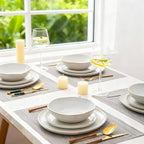 AmorArc Ceramic Dinnerware Sets,Handmade Reactive Glaze Stoneware Plates and Bowls Sets,Highly Scratch Resistant | Dishwasher & Microwave Safe Dishes Set,Service for 8 (24pc)