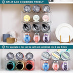 LARGER Compartment - Stackable Water Bottle Organizer Holder - for Stanley & Others' Large Tumbler - Clear Wine Rack, Cup Bottle Holder for Cabinet Home Countertop Fridge Pantry Shelf, 4 Tier Hold 12