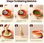 Matcha Whisk Set, Ceramic Matcha Kit Desert Style, Matcha Whisk and Bowl, Bamboo Scoop and Rest, Sifter and Tea Towel, 7 Pcs Gifts for Matcha Lover - Matte Soil