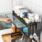 SNSLXH 2-Tier Over The Sink Dish Drying Rack, 33.66"×31.1"×11.81", Large Sink Rack for Kitchen, Saving Kitchen Space, Cover Design Holds Dishes, Bowls, and Cutlery, Kitchen Sink Shelf