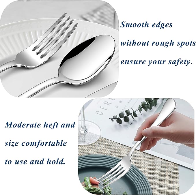 Herogo 18/10 Stainless Steel Silverware Set, 30-Piece Fancy Flatware Cutlery Set for 6, Modern Tableware Eating Utensils for Home Restaurant Wedding, Mirror Polished, Dishwasher Safe