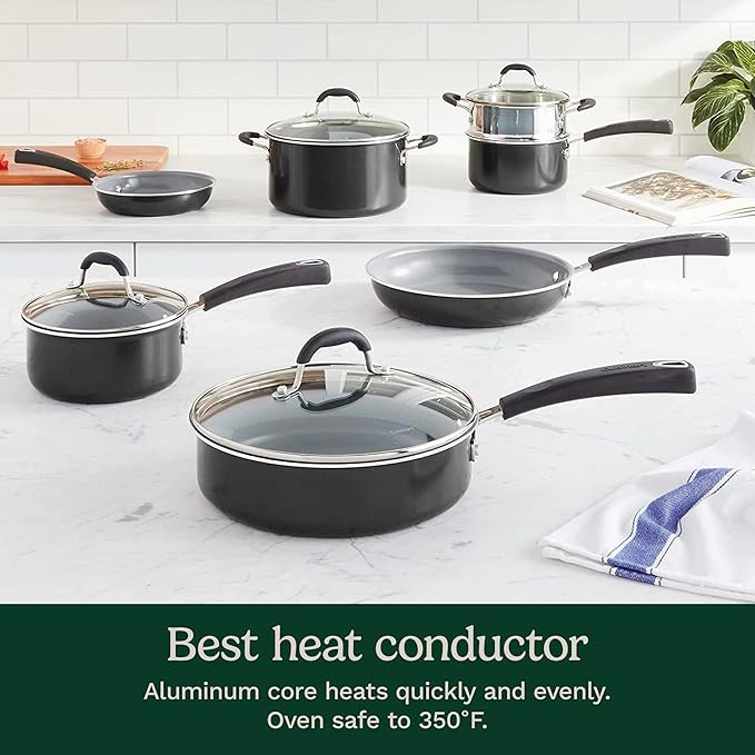 Cuisinart 11-Piece Nonstick Cookware Set, Ceramica XT, Black, 54C-11BK