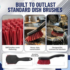 8 Inch Pot & Dish Kitchen Scrub Brush for Heavy-Duty Cleaning – Stiff Bristle Scrubber for Sink, Cast Iron, and Grill Grates - Kitchen Dish Scrubber Brush - 90048 by FryOilSaver Co.