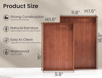 Fibogollo Bamboo Set of 2 Serving Tray with Handles,Decorative Trays Platter,Breakfast Tray in Bed,Food Drinks Tray for Eating,Working,Storing(Brown)
