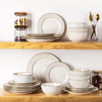 GBHOME Ceramic Dinnerware Sets, 24 pcs Embossed Elegant Stoneware Plates and Bowls Sets, Housewarming Wedding Gift | Dishwasher & Microwave Safe | Dishes Set Service for 8
