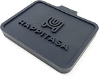 Happitasa Silicone Soap Dish Tray and Sponge Holder with Drain Chute, Pack of 2 | Bathroom and Kitchen Sink Organizer Caddy (Black, 5.2"x4", 7.2 Ounces)