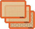 Silicone Baking Mat - Best German Silicone - Non Slip Silicone Baking Sheet, Non Stick Reusable Silicone Mats for Baking, Oven Liner, Counter Mat, 2 Half Sheets Mats + 1 Macaron Cookie Sheet