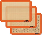 Silicone Baking Mat - Best German Silicone - Non Slip Silicone Baking Sheet, Non Stick Reusable Silicone Mats for Baking, Oven Liner, Counter Mat, 2 Half Sheets Mats + 1 Macaron Cookie Sheet