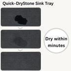 NiuYichee 2 Pcs Water Absorbing Stone Trays, Kitchen/Bathroom Sink Soap Dish, Diatomite Tray Used for Hand Soap & Cosmetic Bottles in The Modern Home, 4" W x 8.3" L, Dark Gray
