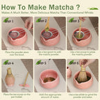 Matcha Whisk Set, Ceramic Bowl with Spout, Bamboo Matcha Whisk & Spoon, Chasen Holder, Scoop Rest, Sifter, 8-Pcs Japanese Ceremony Matcha Powder Kit–Valentine's Day Gift for Women-Pink