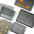 Calphalon Titan 10-Piece Nonstick Bakeware Set, Steel Core PFA-Free Nonstick Coating, Oven Safe, Includes Sheet Pans, Muffin Pan, Round Cake Pans, Loaf Pan and Cooling Rack, Silver