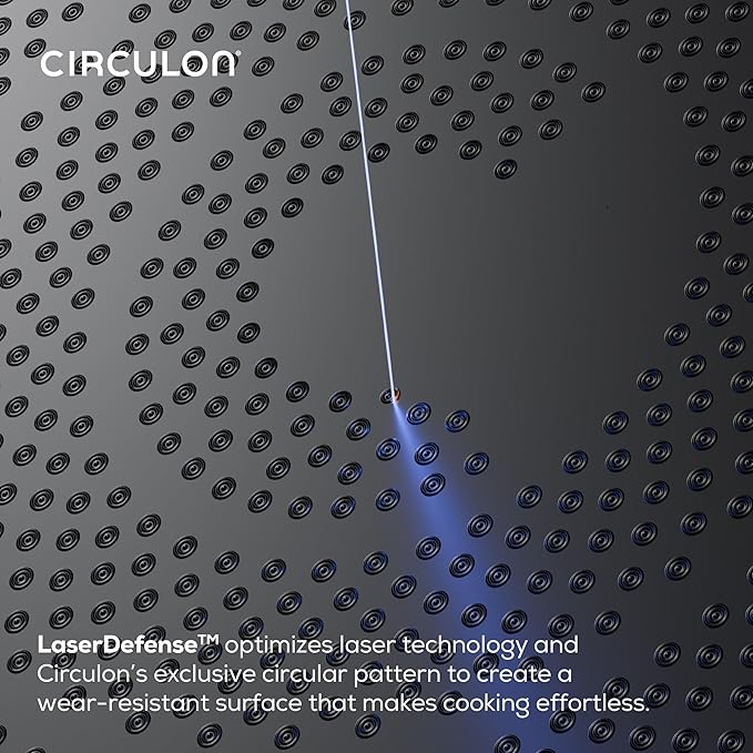 Circulon Halo with LaserDefense Ceramic Nonstick 10 Inch and 12 Inch Frying Pans with Lids, Made without PFAS, Compatible with All Stovetops,Dishwasher and Oven Safe,4 Piece Cookware Set - Pearl White