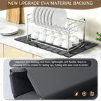 Large Stone Dish Drying Mat for Kitchen Counter, Thin & Light Quick Dry Stone Dishes Mats, Foldable Water Absorbing Diatomite Drying Pad for Kitchen Bathroom Sink Countertop (Gray Ink 24"×16" & 8"x4")