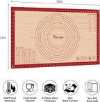Extra Large Silicone Pastry Mat for Counter Rolling Dough,26x16 Inch,0.75mm Thick,Non Slip Silicone Baking Mat with Measurement(26 x 16 In,Red)