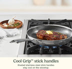 Cuisinart FusionElite+ Hybrid Nonstick Tri-Ply Stainless Steel Cookware Set, 6-Piece Skillet Cooking Set with PURELYSEAR Ceramic Nonstick Technology, Scratch Proof, Cool Grip Handles, Dishwasher Safe