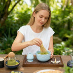 Matcha Whisk Set, 5 Pcs Ceramic Matcha Set, Matcha Kit Set Includes Matcha Bowl, Matcha Whisk and Holder, Bamboo Scoop and Sifter, Matcha Tea Set, Ideal Gift for Family/Friend (Blue)